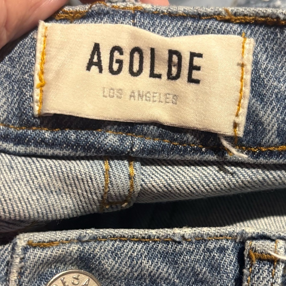Agolde Riley Distressed Cropped Jeans Size 28 (no size tag but measures 28) - Picture 4 of 6